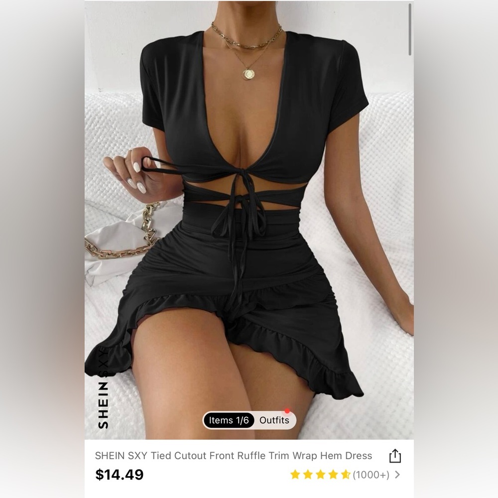 Shein SXY Black Ruffle Cutout Dress